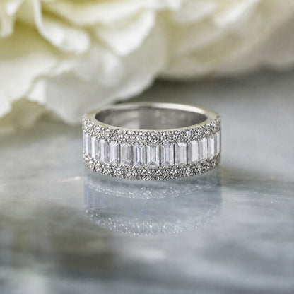 Baguette &amp; Brilliant Half Eternity Band