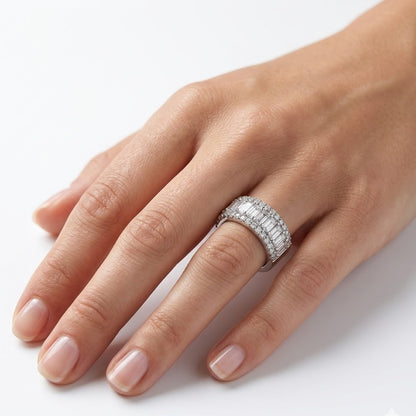 Baguette &amp; Brilliant Half Eternity Band
