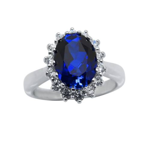 Royal Blue Halo Ring – 10x8mm